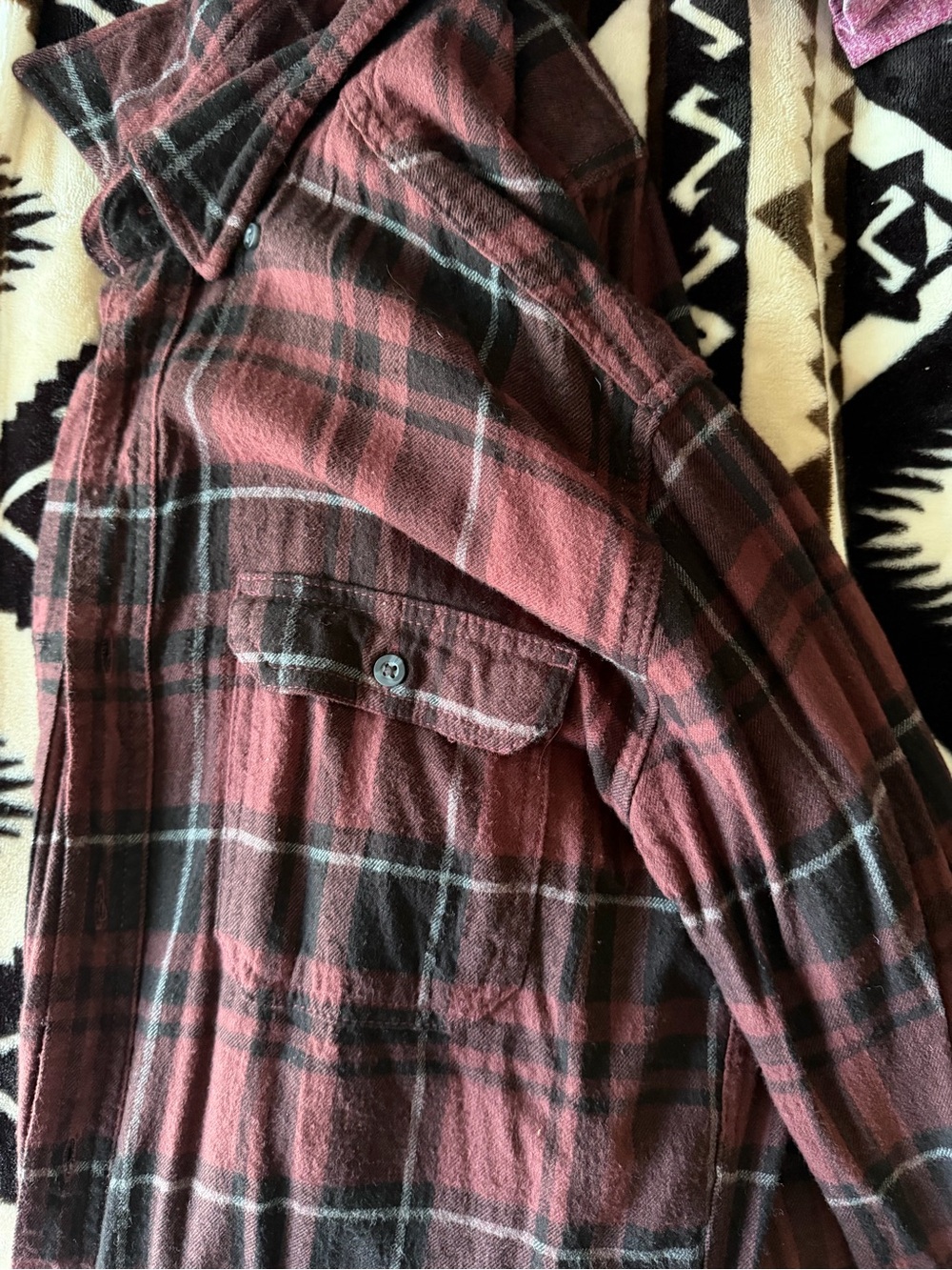 George Red and Black Plaid Button-Down Shirt